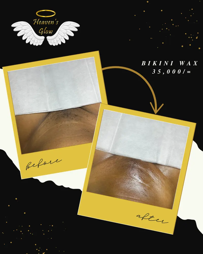 Bikini wax before and after at Heaven's Glow